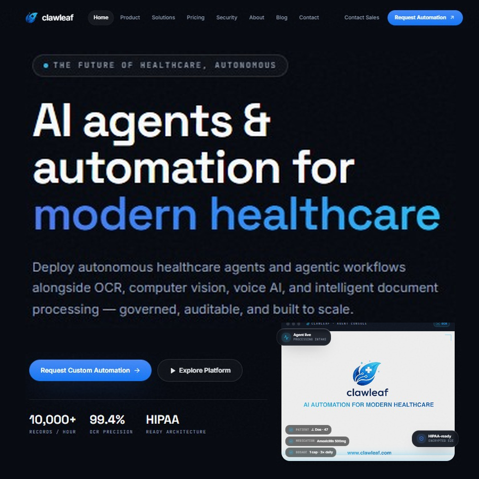 The Clawleaf platform for healthcare automation