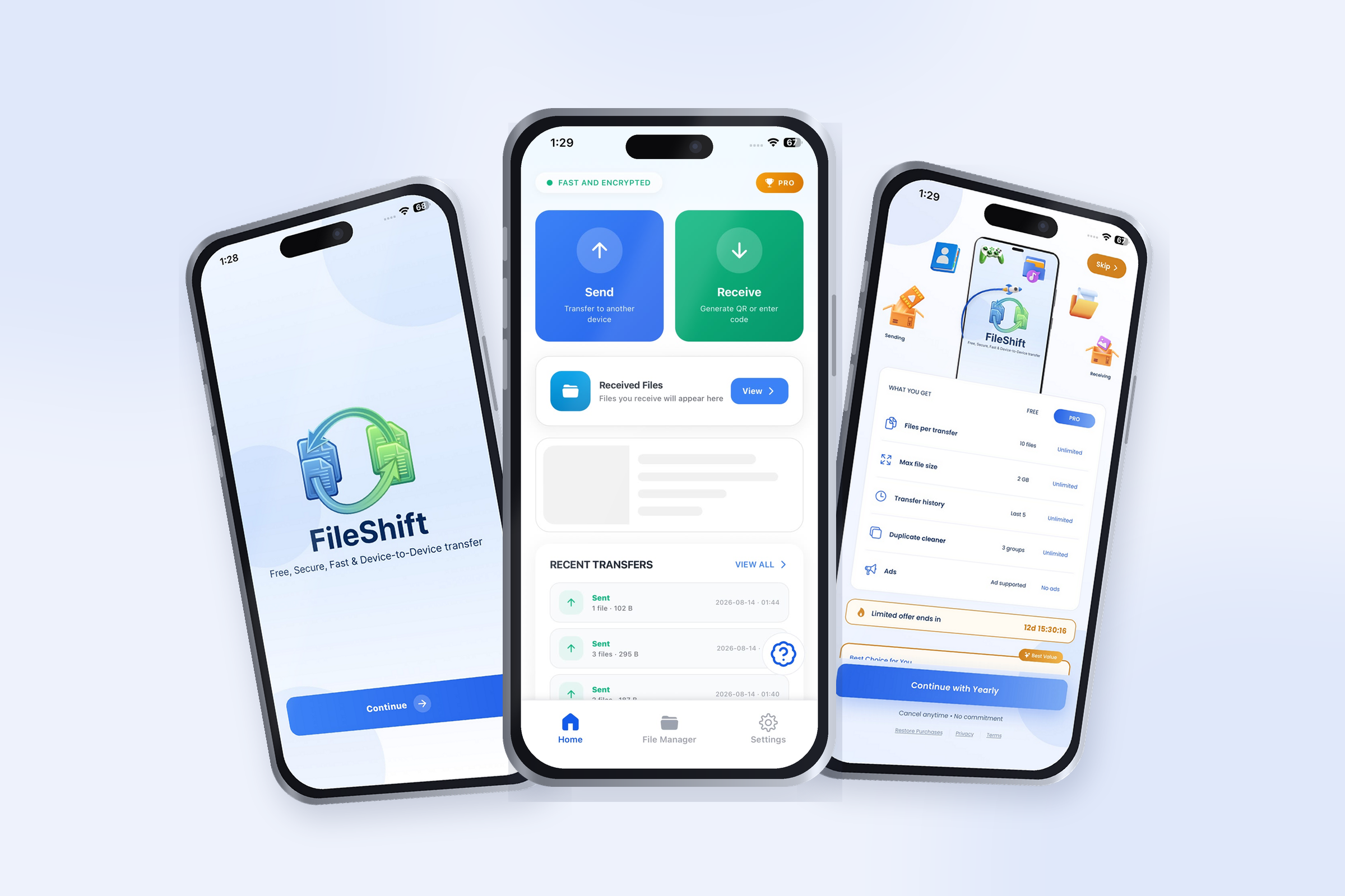 FileShift transferring files between two phones